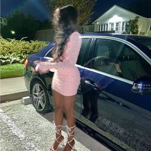 Oh Polly Dress Pink and Detailed Long Sleeve